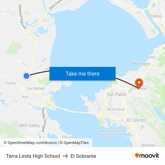 Terra Linda High School to El Sobrante map
