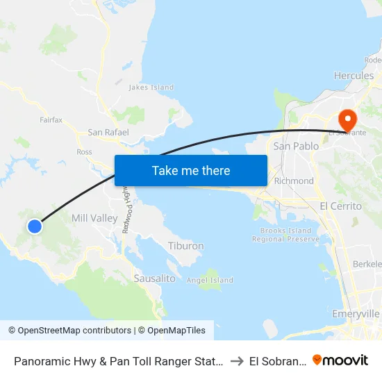 Panoramic Hwy & Pan Toll Ranger Station to El Sobrante map