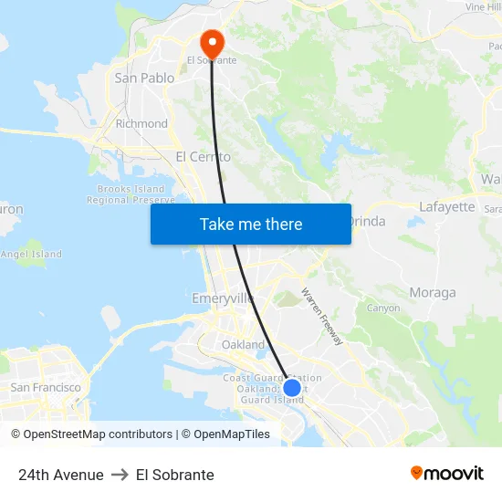 24th Avenue to El Sobrante map