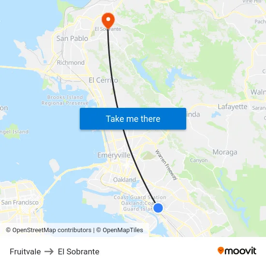 Fruitvale to El Sobrante map
