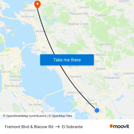 Fremont Blvd & Blacow Rd to El Sobrante map