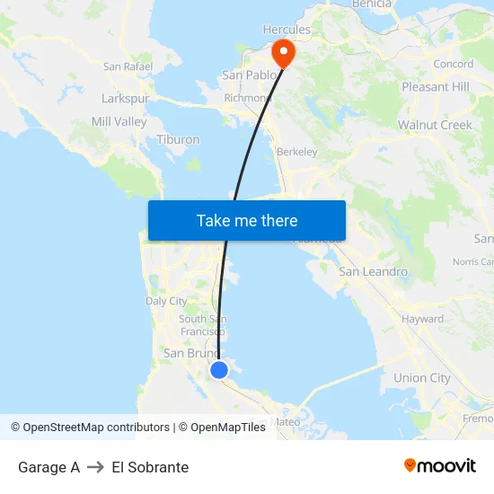 Garage A to El Sobrante map