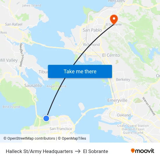 Halleck St/Army Headquarters to El Sobrante map