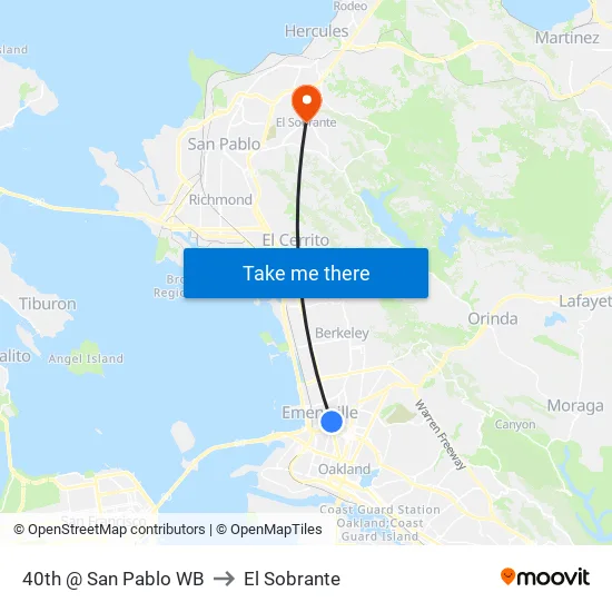 40th @ San Pablo WB to El Sobrante map
