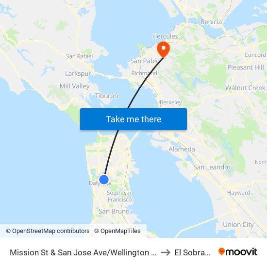 Mission St & San Jose Ave/Wellington Ave to El Sobrante map