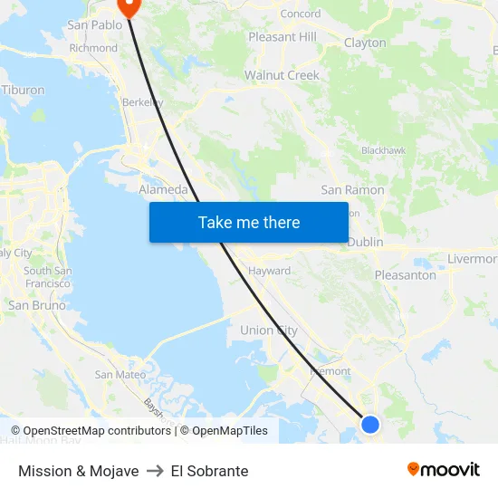 Mission & Mojave to El Sobrante map