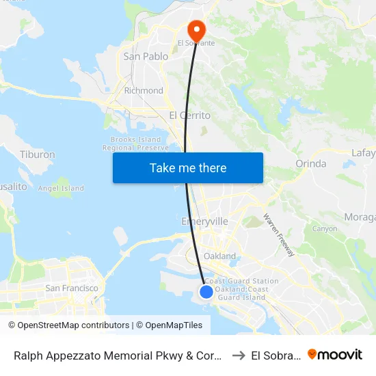 Ralph Appezzato Memorial Pkwy & Coral Sea St to El Sobrante map