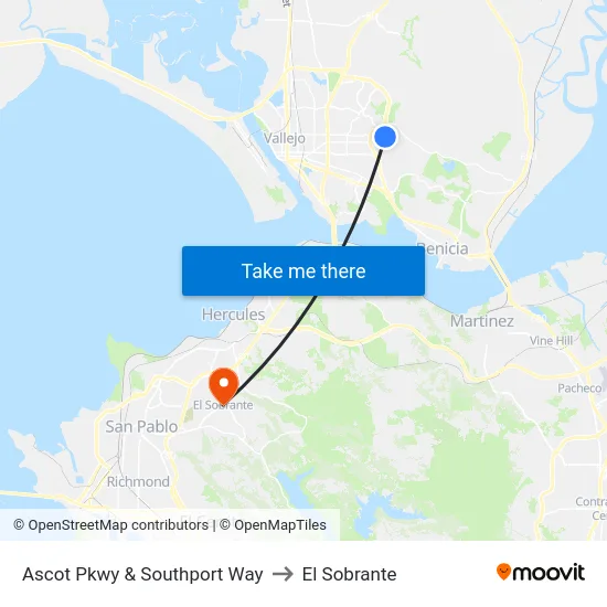 Ascot Pkwy & Southport Way to El Sobrante map