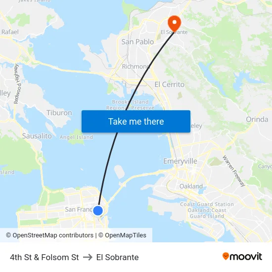 4th St & Folsom St to El Sobrante map