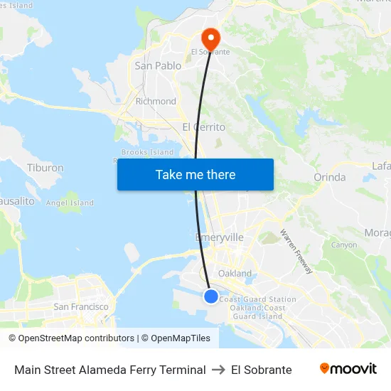 Main Street Alameda Ferry Terminal to El Sobrante map