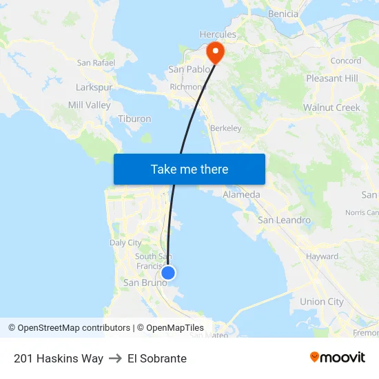 201 Haskins Way to El Sobrante map