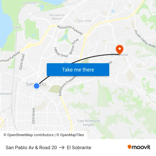 San Pablo Av & Road 20 to El Sobrante map