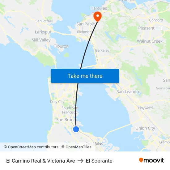El Camino Real & Victoria Ave to El Sobrante map