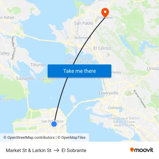 Market St & Larkin St to El Sobrante map