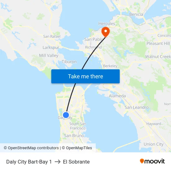 Daly City Bart-Bay 1 to El Sobrante map