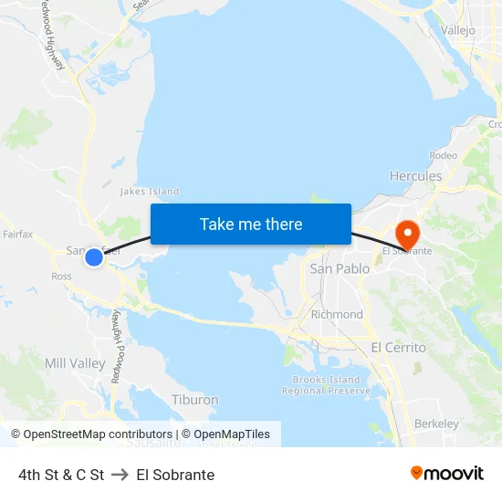 4th St & C St to El Sobrante map