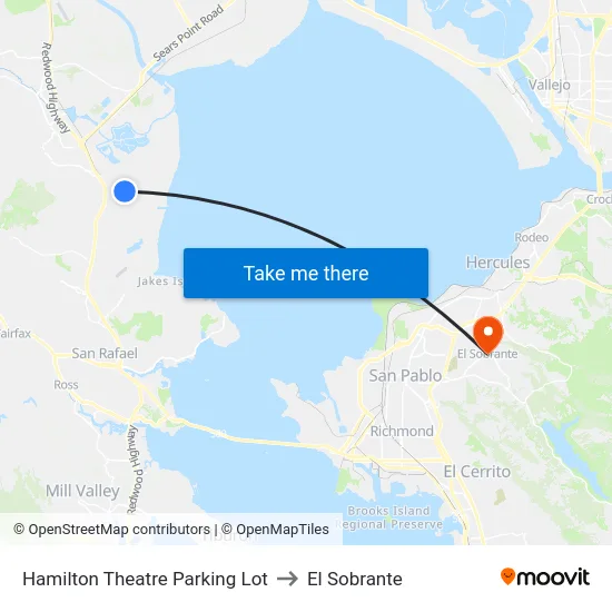 Hamilton Theatre Parking Lot to El Sobrante map