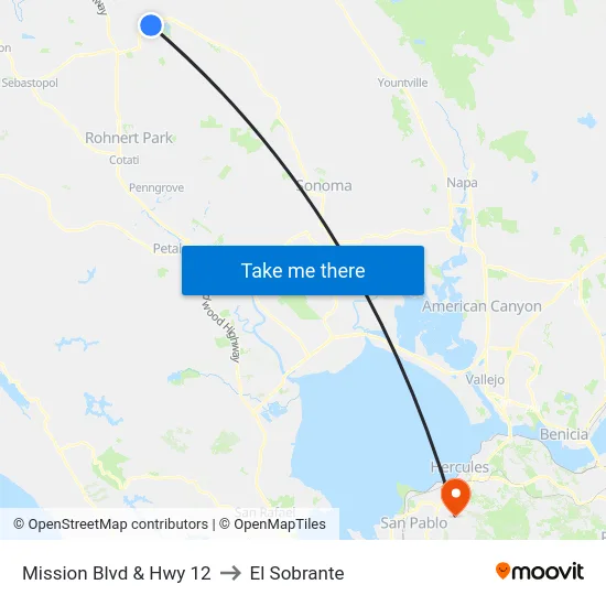Mission Blvd & Hwy 12 to El Sobrante map