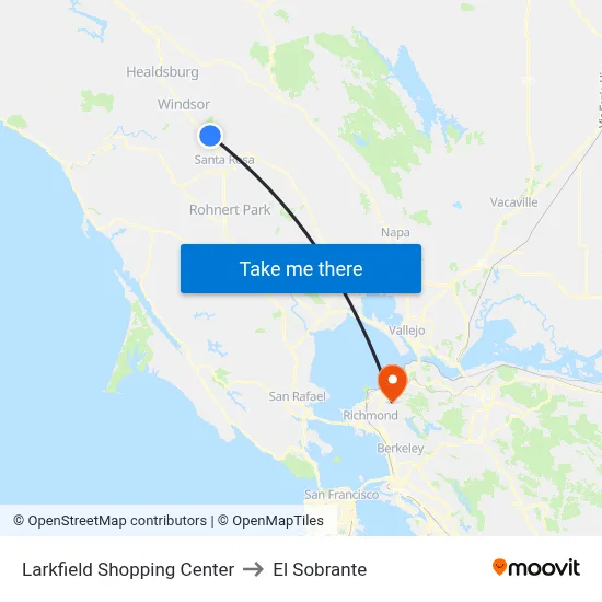 Larkfield Shopping Center to El Sobrante map