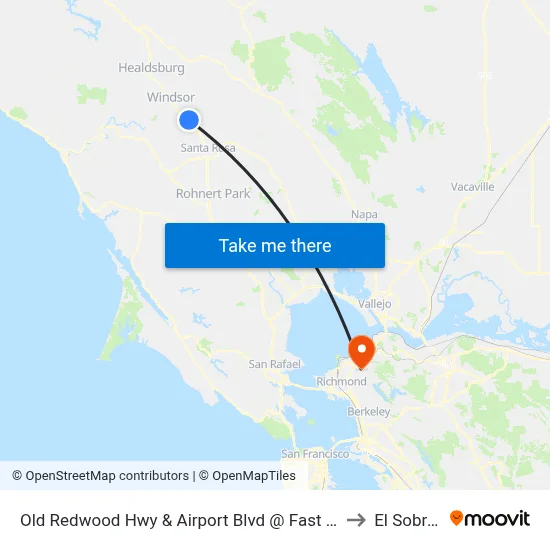 Old Redwood Hwy & Airport Blvd @ Fast Mart Gas Stn to El Sobrante map