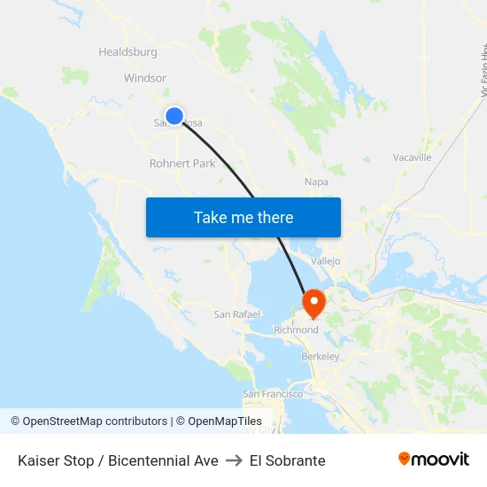 Kaiser Stop / Bicentennial Ave to El Sobrante map