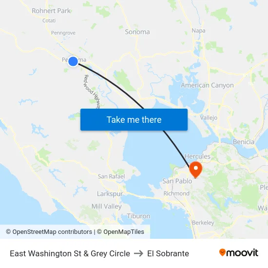 East Washington St & Grey Circle to El Sobrante map