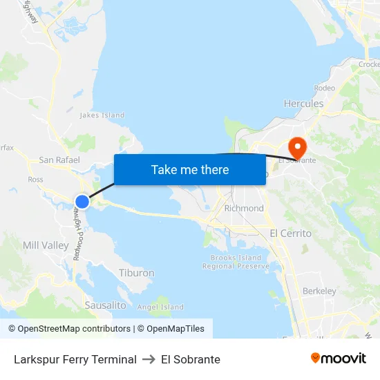 Larkspur to El Sobrante map
