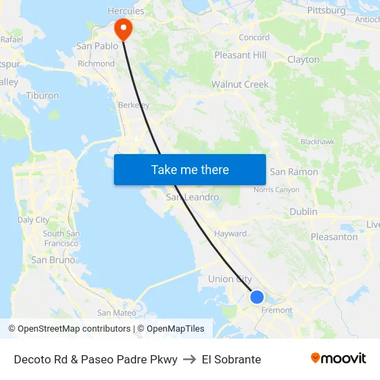 Decoto Rd & Paseo Padre Pkwy to El Sobrante map
