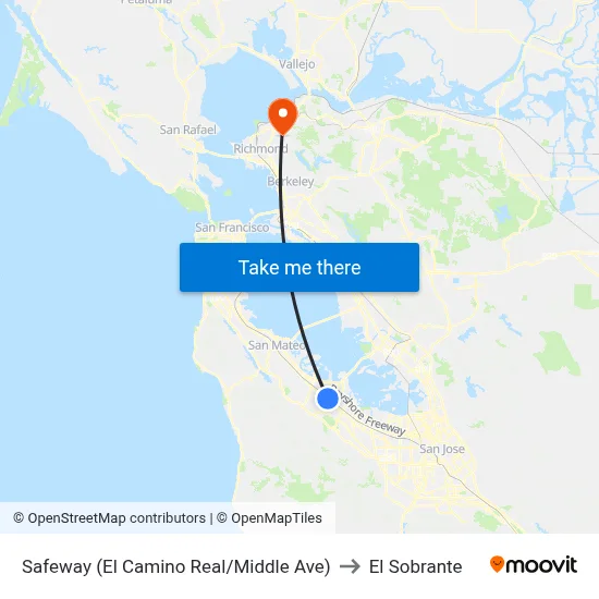 Safeway (El Camino Real/Middle Ave) to El Sobrante map
