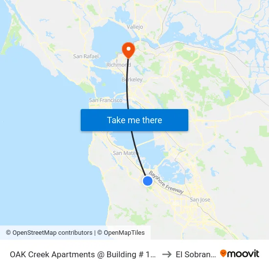 OAK Creek Apartments @ Building # 1470 to El Sobrante map