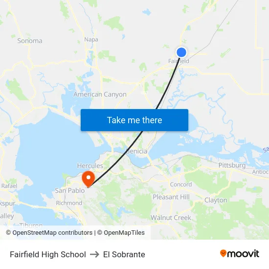 Fairfield High School to El Sobrante map
