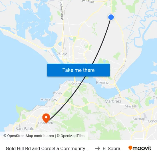 Gold Hill Rd and Cordelia Community Park to El Sobrante map