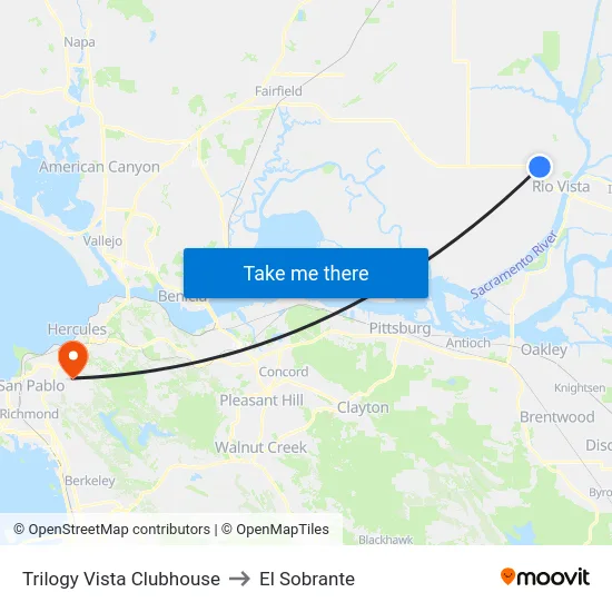 Trilogy Vista Clubhouse to El Sobrante map