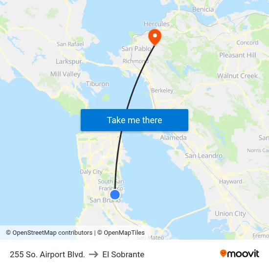 255 So. Airport Blvd. to El Sobrante map