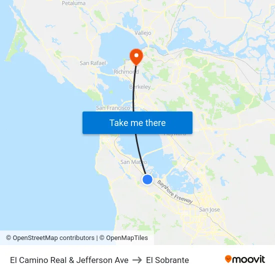 El Camino Real & Jefferson Ave to El Sobrante map