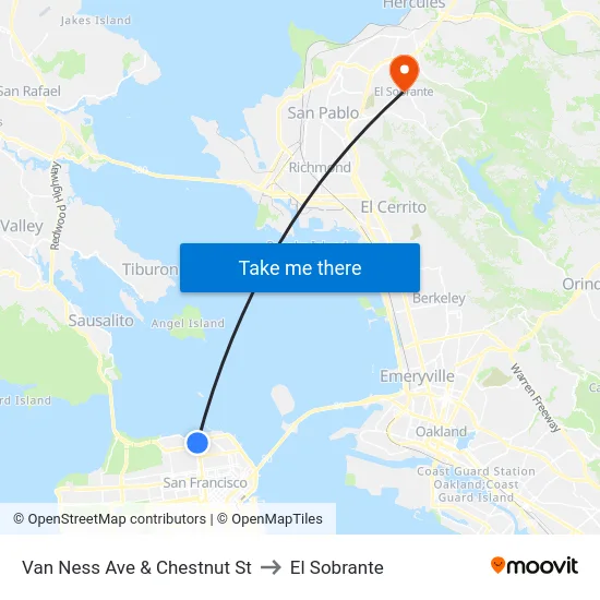 Van Ness Ave & Chestnut St to El Sobrante map
