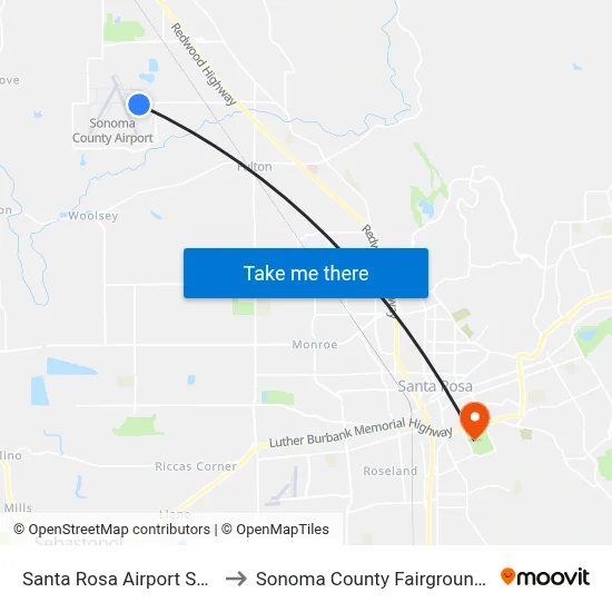 Santa Rosa Airport STS to Sonoma County Fairgrounds map