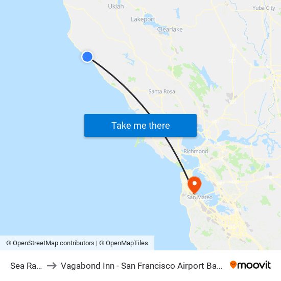 Sea Ranch to Vagabond Inn - San Francisco Airport Bayfront (Sfo) map
