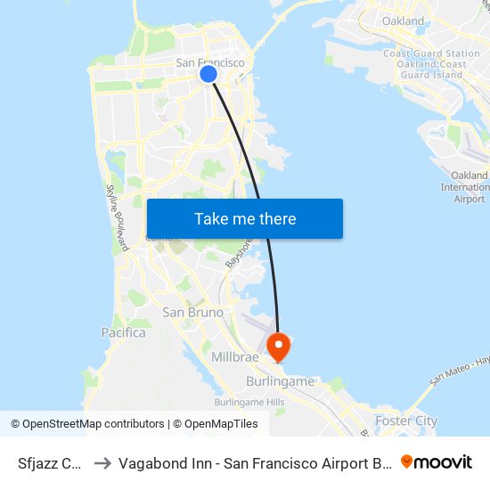 Sfjazz Center to Vagabond Inn - San Francisco Airport Bayfront (Sfo) map