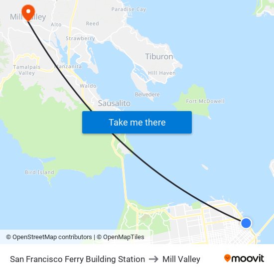 San Francisco Ferry Building Station to Mill Valley map