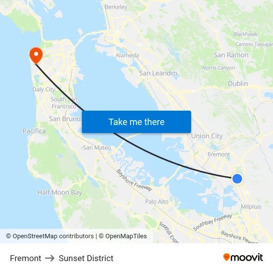 Fremont to Sunset District map
