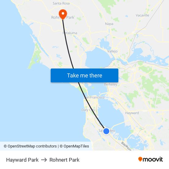 Hayward Park to Rohnert Park map