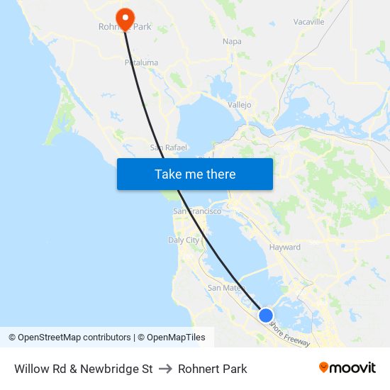 Willow Rd & Newbridge St to Rohnert Park map