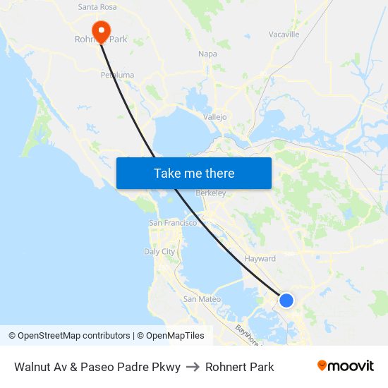 Walnut Av & Paseo Padre Pkwy to Rohnert Park map