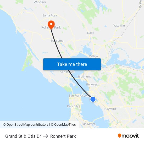 Grand St & Otis Dr to Rohnert Park map