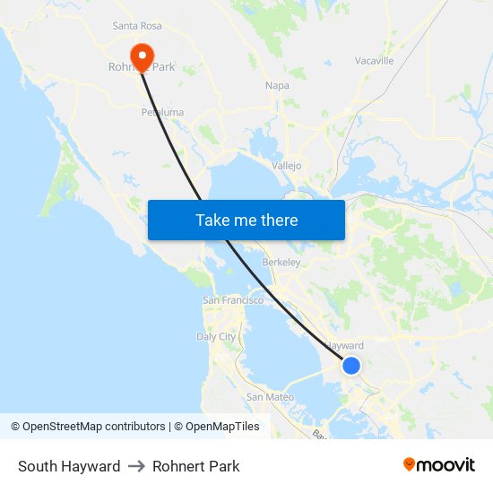 South Hayward to Rohnert Park map