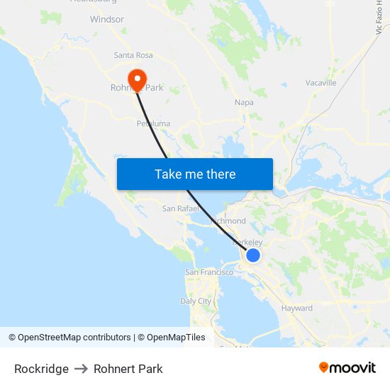 Rockridge to Rohnert Park map