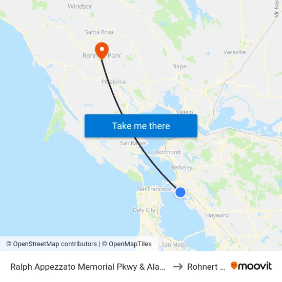 Ralph Appezzato Memorial Pkwy & Alameda College to Rohnert Park map