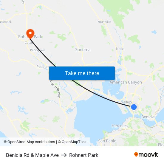 Benicia Rd & Maple Ave to Rohnert Park map