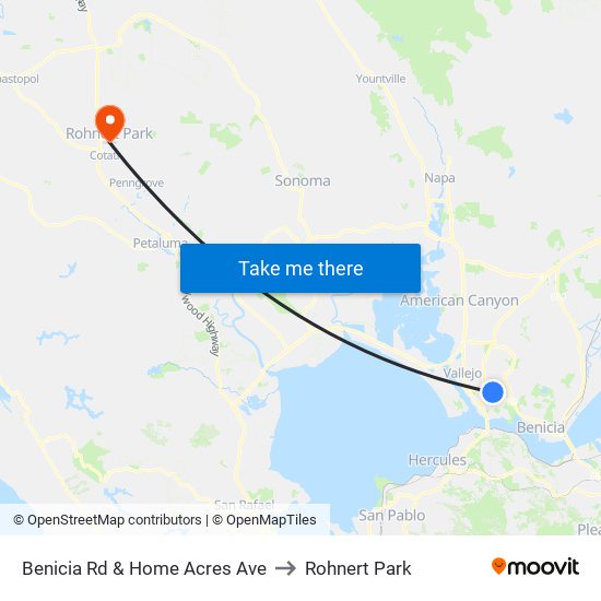 Benicia Rd & Home Acres Ave to Rohnert Park map